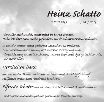 Traueranzeige von Heinz Schatto von Pegnitz-Zeitung